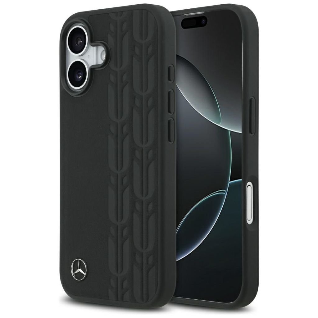 Mercedes Leather Laurel Leaves MagSafe -kuori till iPhone 17 - Musta