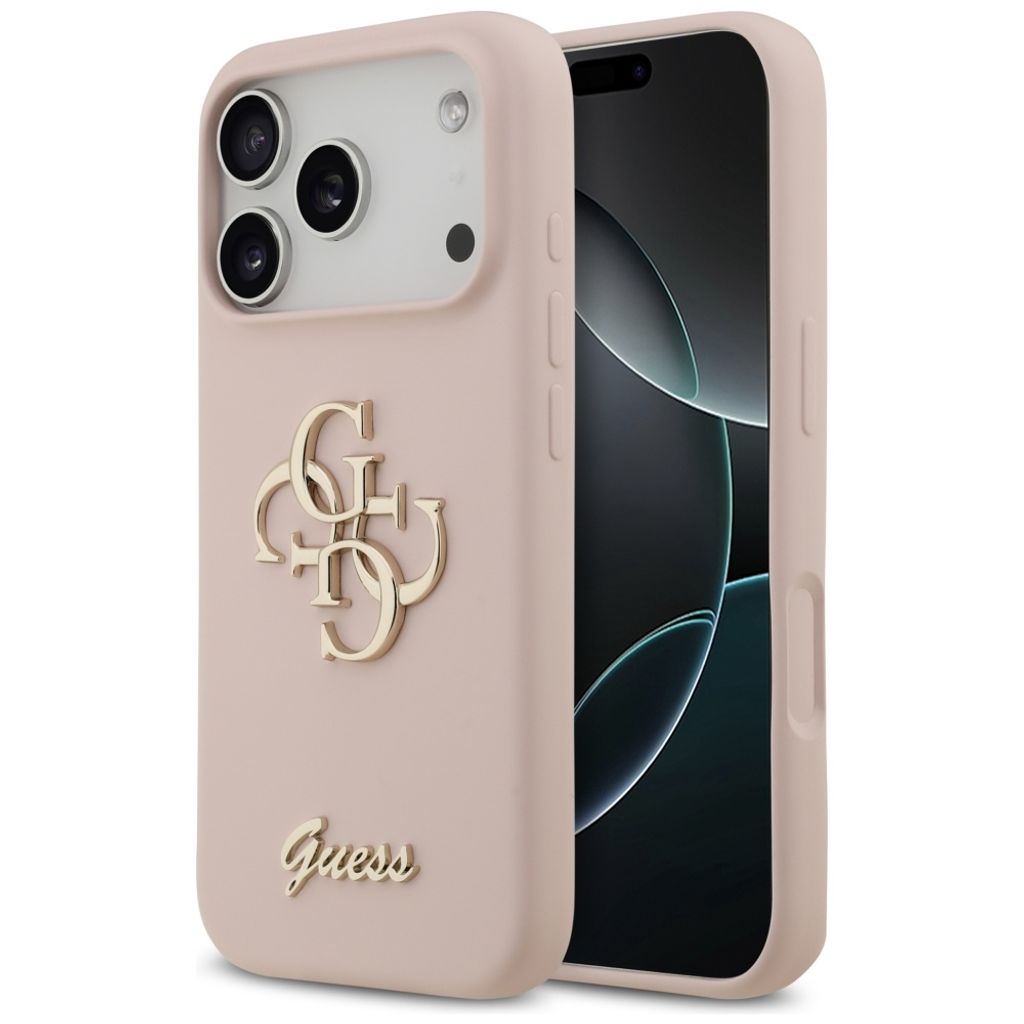 Guess Silicone Big 4G Script -kuori till iPhone 17 Pro - Vaaleanpunainen