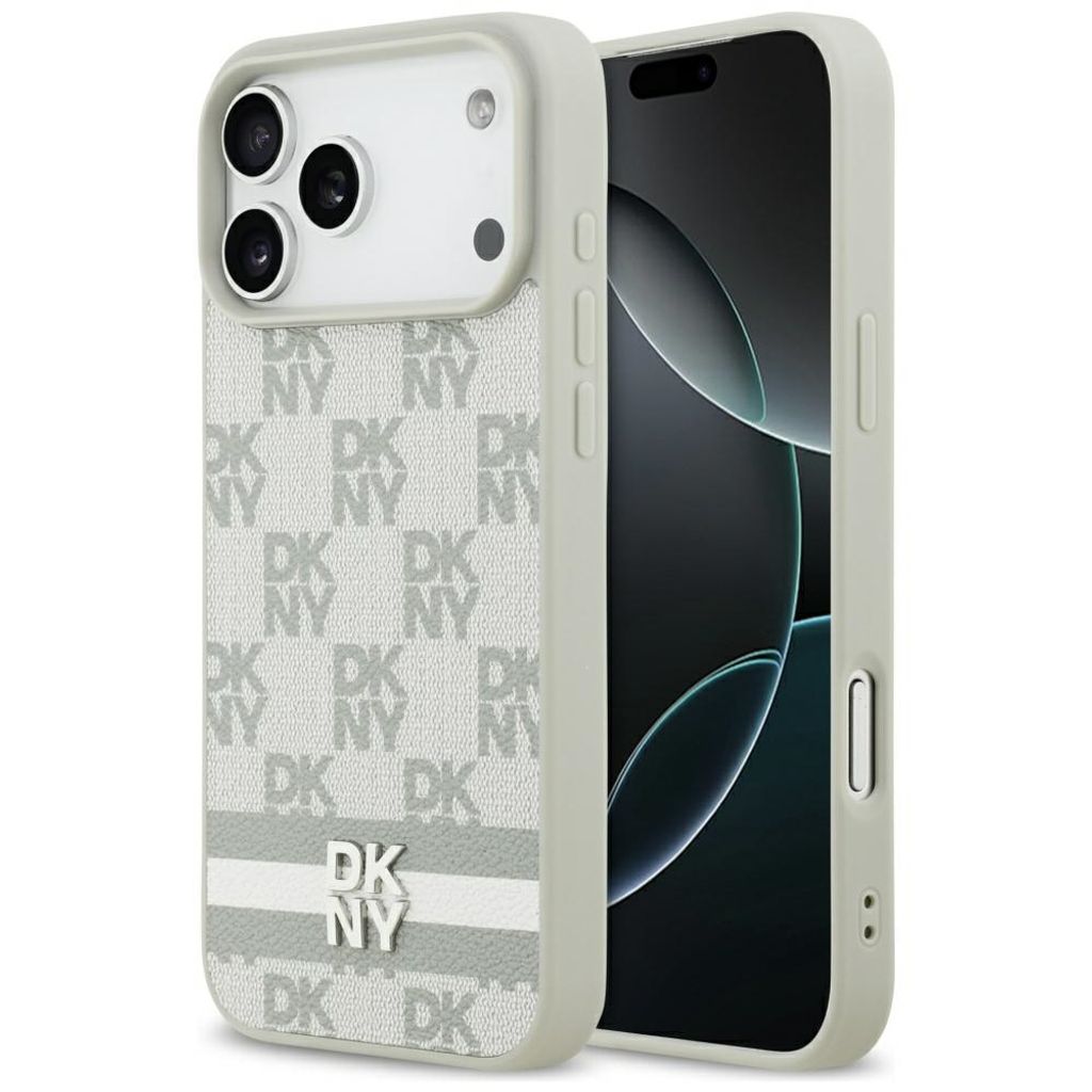 DKNY Checkered with Printed Stripes Skal till iPhone 17 Pro Max - Beige