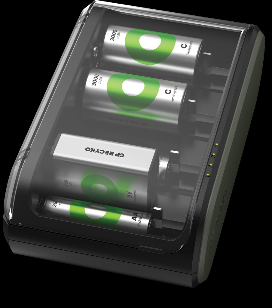 Battery charger universal GP. For AA / AAA / 9V / C / D (USB)