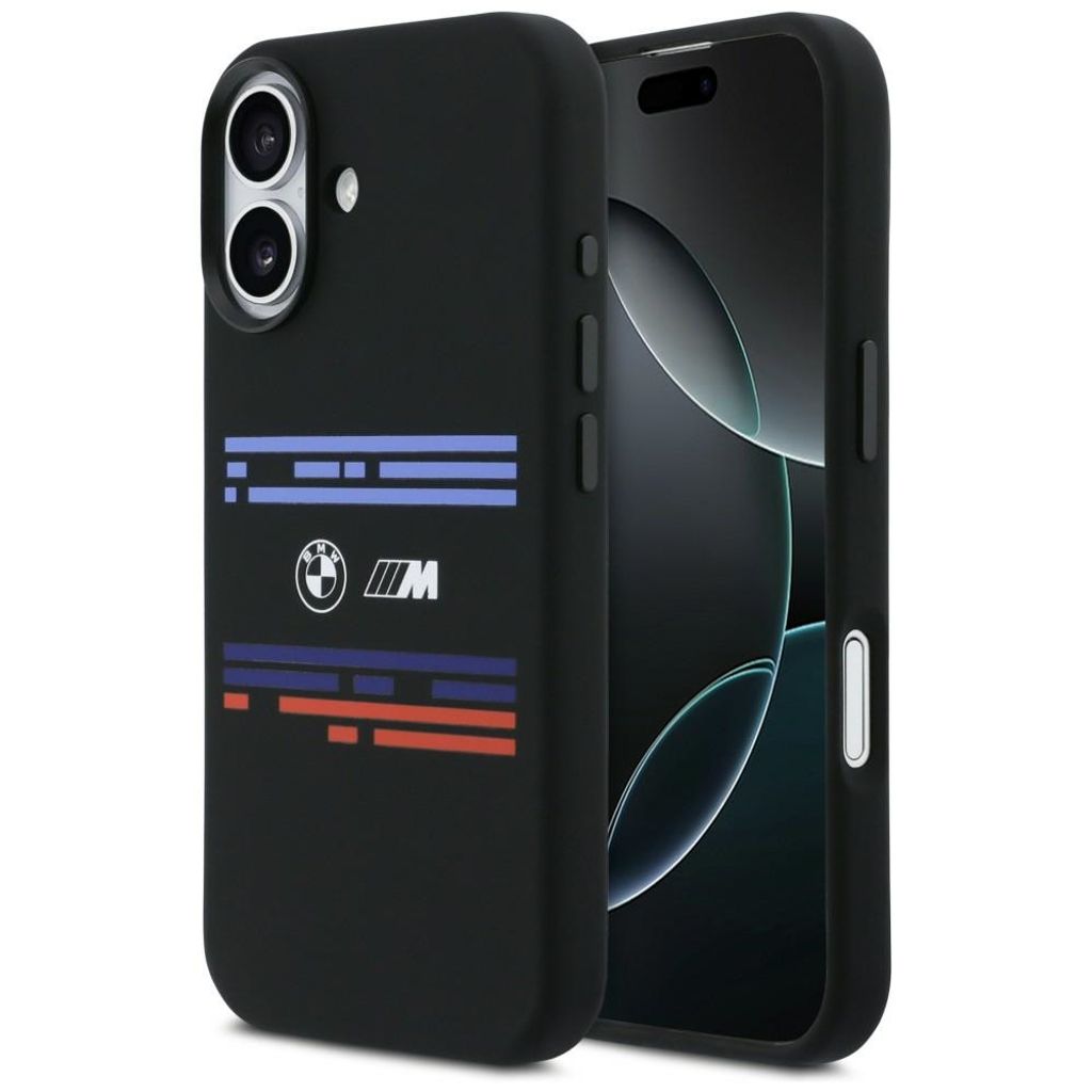 BMW M Silicon Horizontal Line MagSafe -kuori till iPhone 17 - Musta