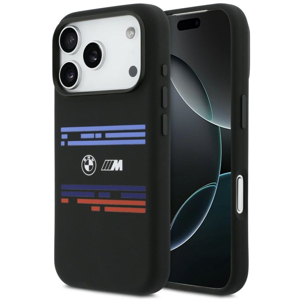 BMW M Silicon Horizontal Line MagSafe -kuori till iPhone 17 Pro - Musta