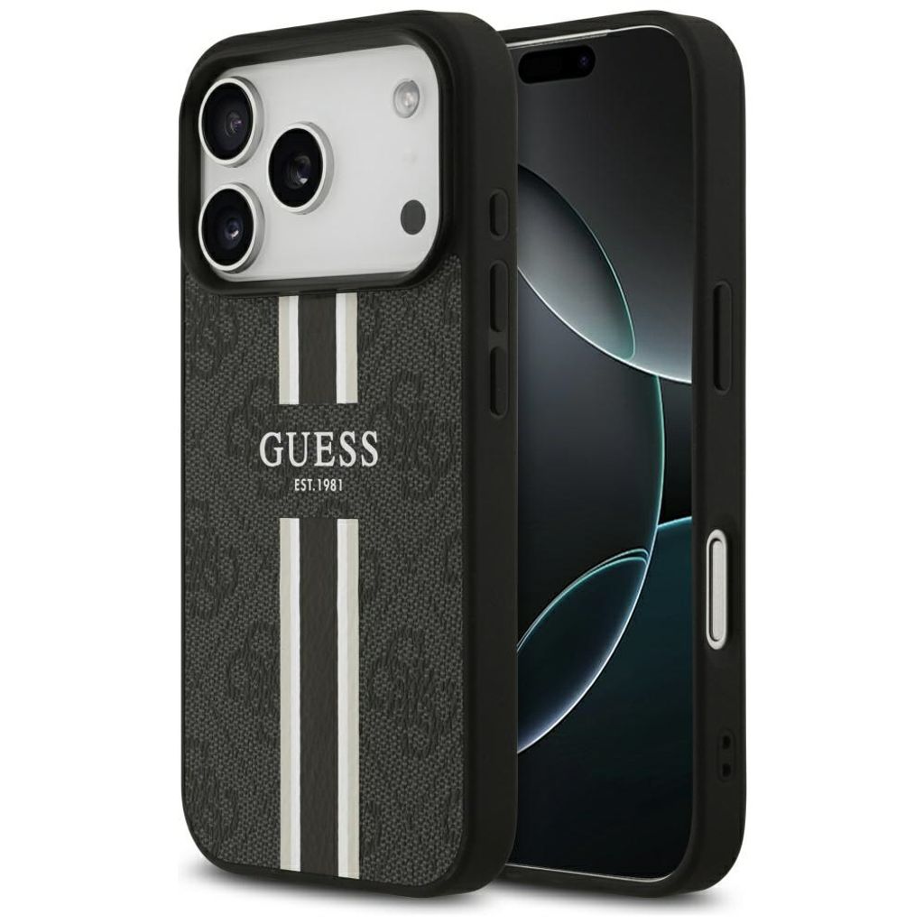 Guess 4G Printed Stripes MagSafe -kuori till iPhone 17 Pro - Musta