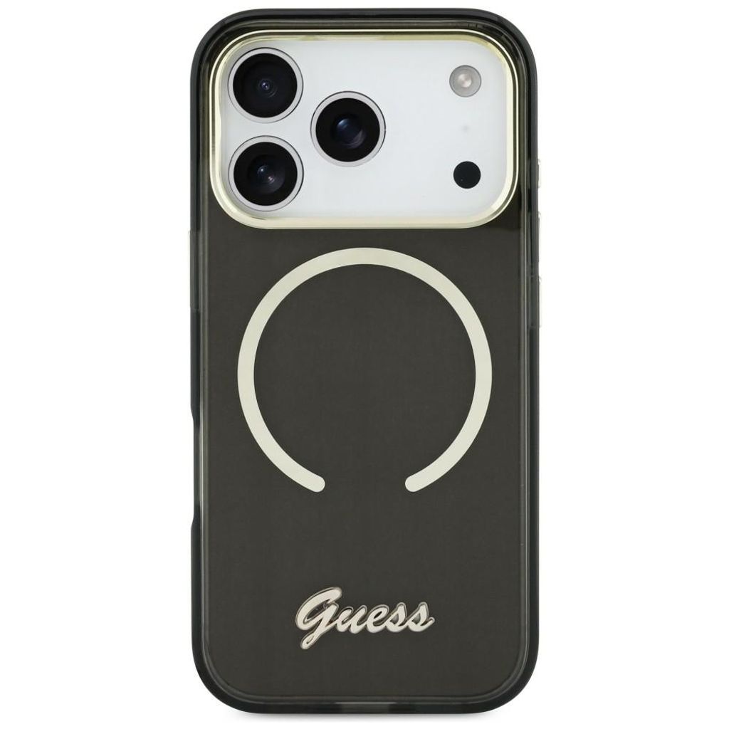 Guess IML Script Metal MagSafe -kuori till iPhone 17 - Musta
