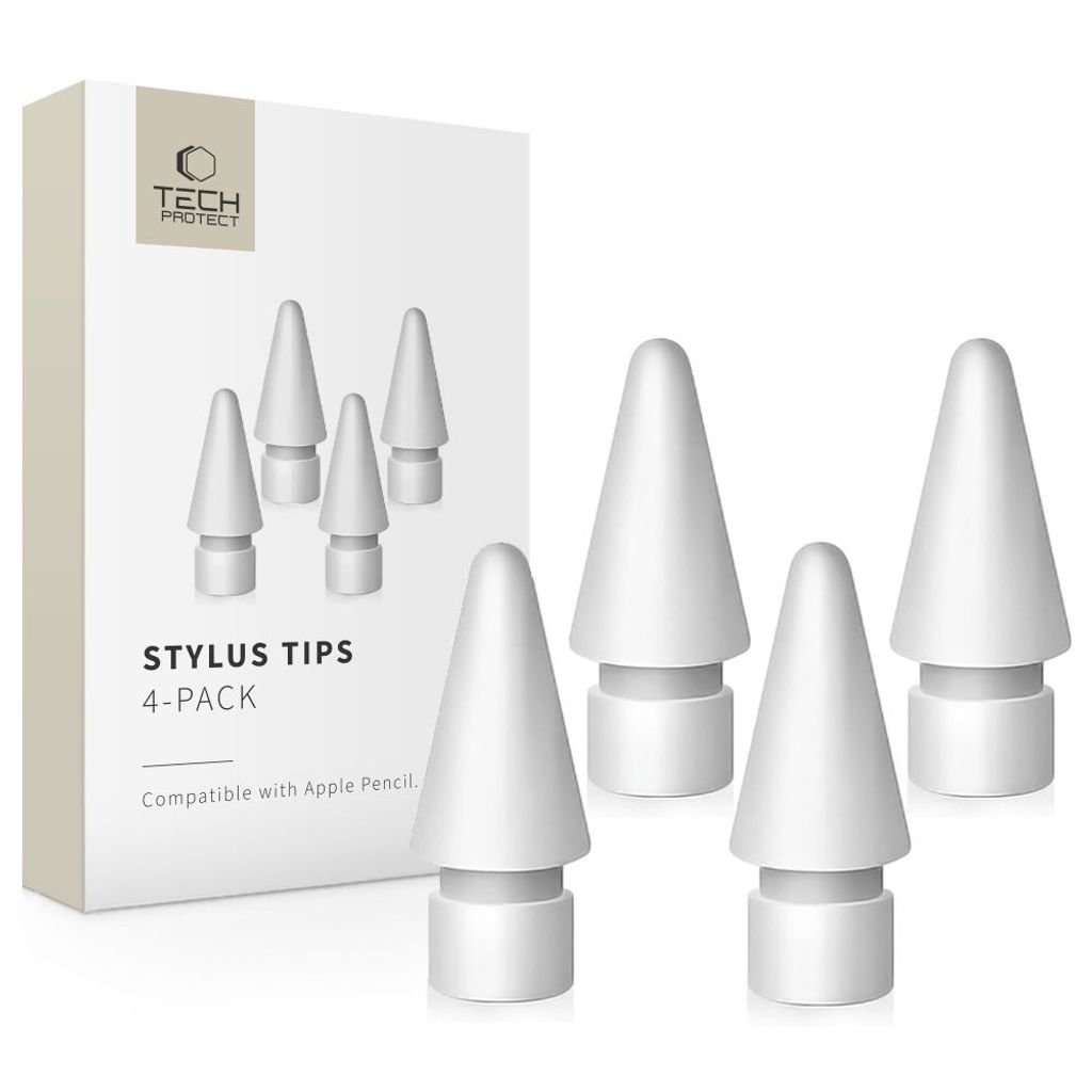 Tech-Protect stylus-tips til Apple Pencil, 4-pak – hvid