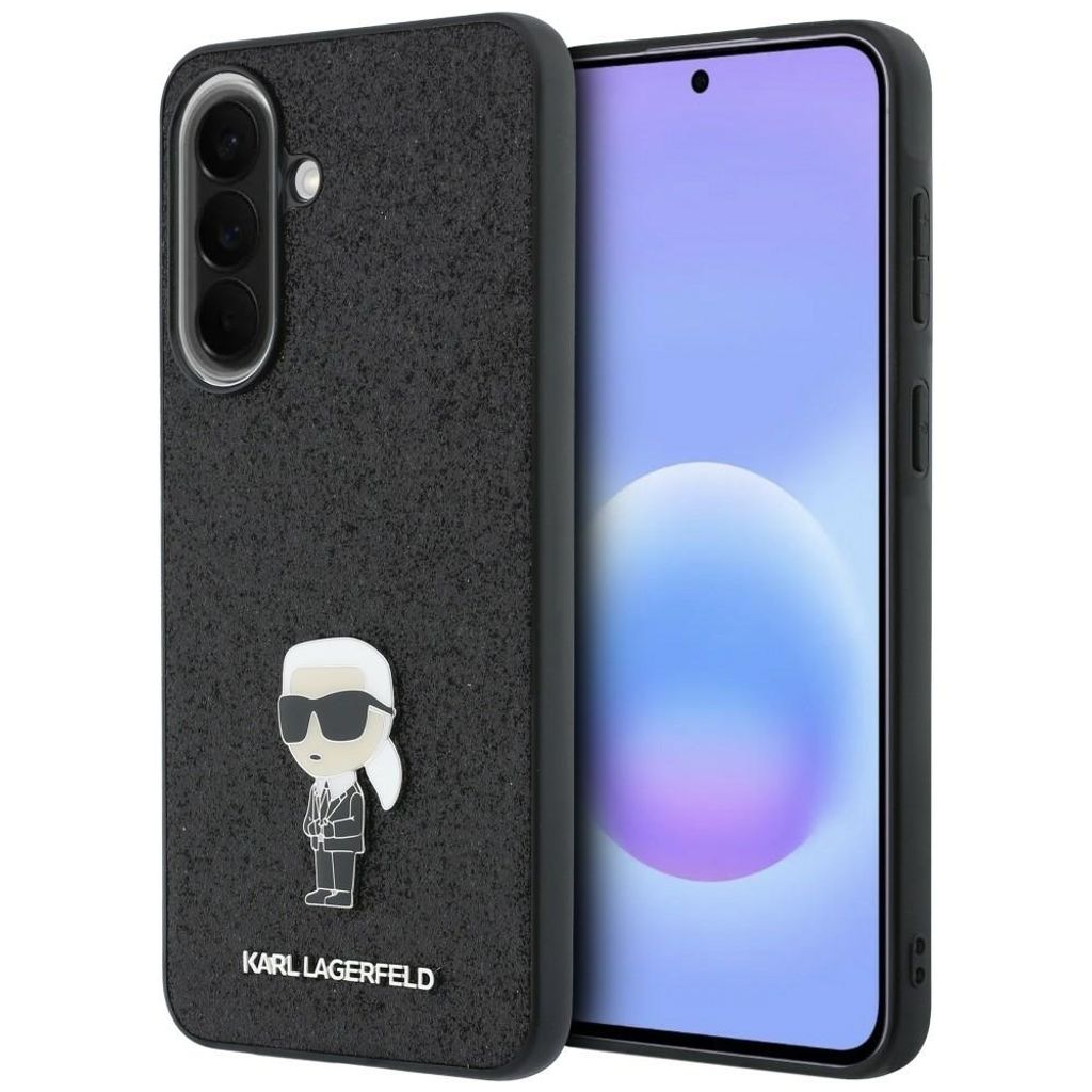 Karl Lagerfeld Fixed Glitter Ikonik Logo Metal Pin Cover til Samsung Galaxy A57 5G - Sort