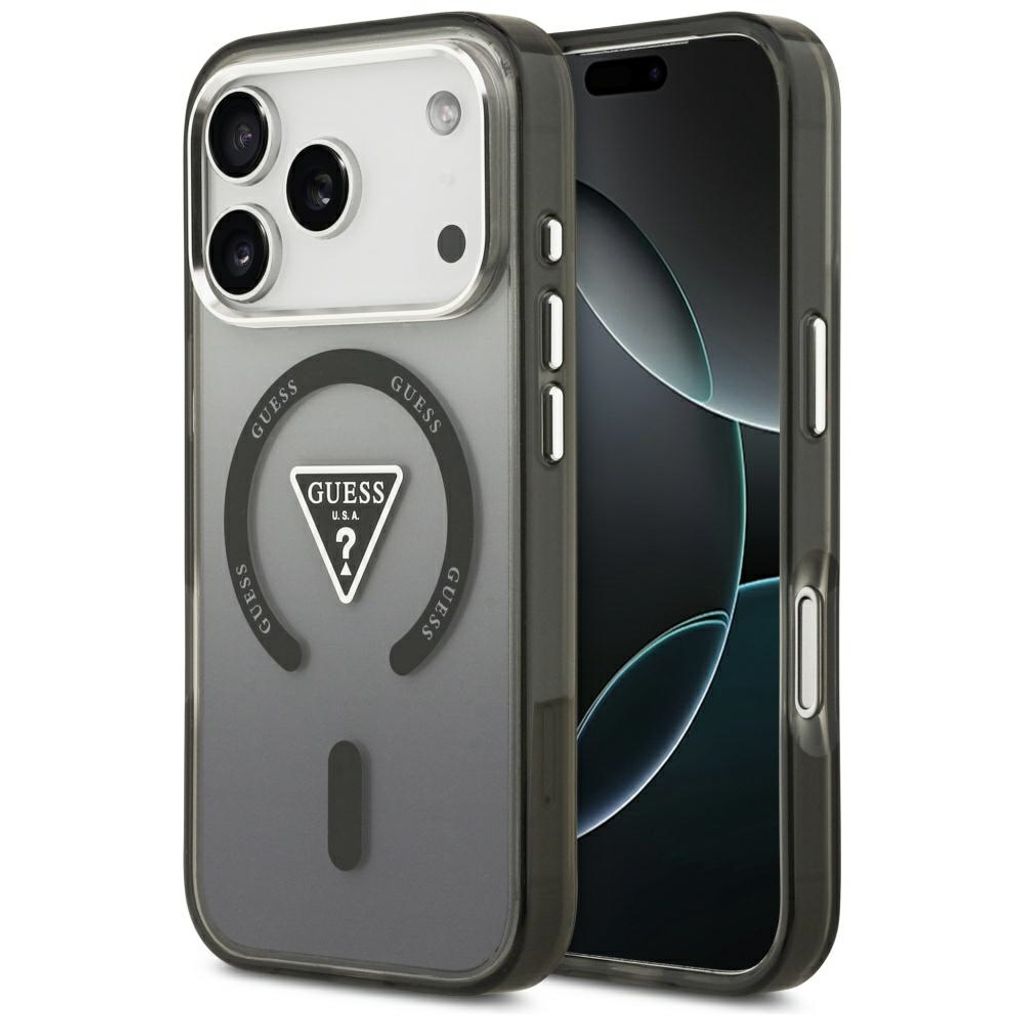 Guess IML Gradient Triangle Logo MagSafe -kuori till iPhone 17 Pro - Musta