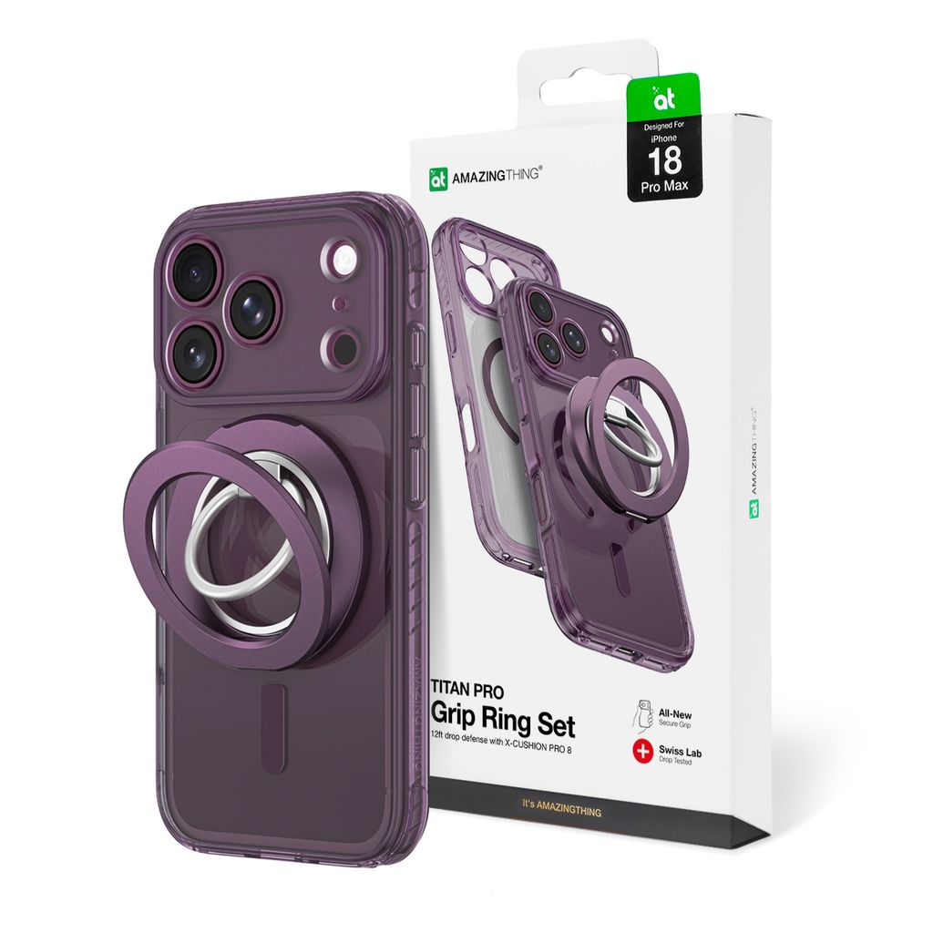 AmazingThing Titan Pro Lens Ring Set MagSafe -kuori till iPhone 18 Pro Max - Violetti