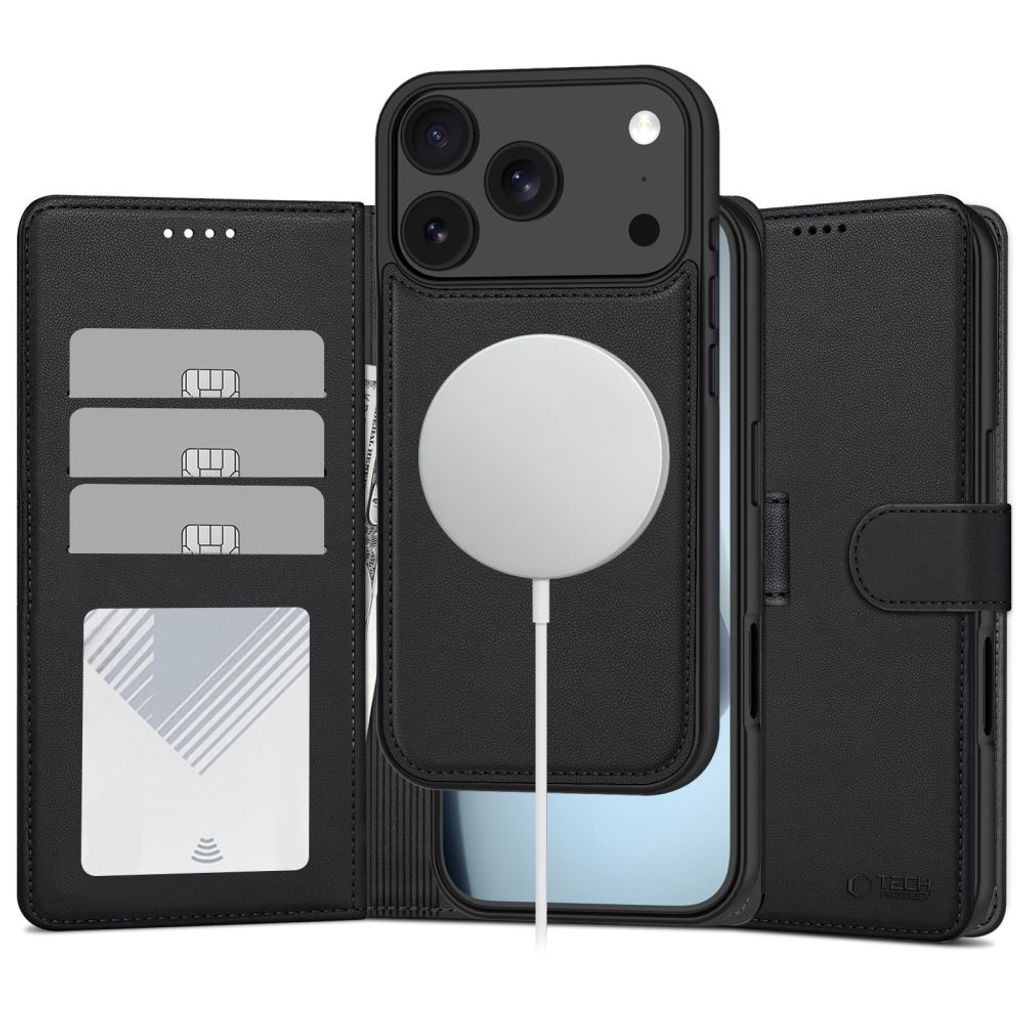 Tech-Protect Wallet MagSafe -kotelo iPhone 17 Pro/18 Pro:lle - Musta