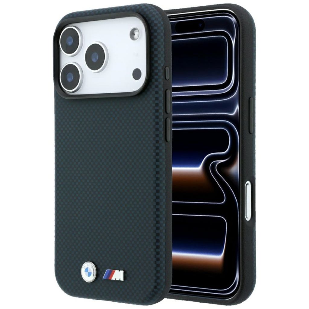 BMW Quadrille Kevlar Metal Logo MagSafe -kuori iPhone 17 Pro/18 Pro:lle - Tummansininen