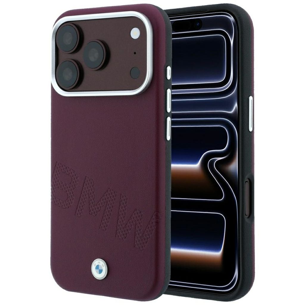 BMW Inclined Deboss Letters MagSafe -kuori iPhone 17 Pro Max/18 Pro Max:lle - Burgundi