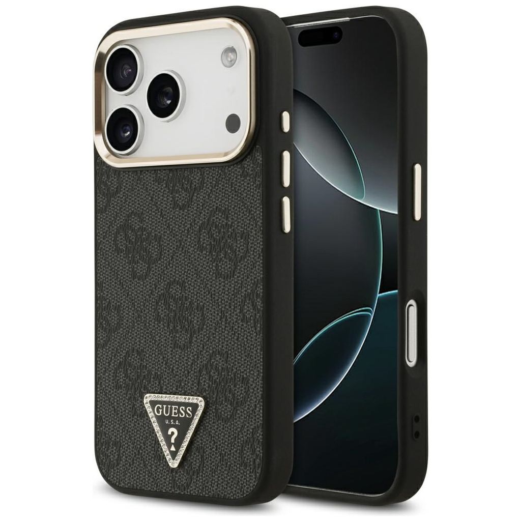 Guess 4G Triangle Logo MagSafe -kuori iPhone 17 Pro/18 Pro:lle - Musta/kulta