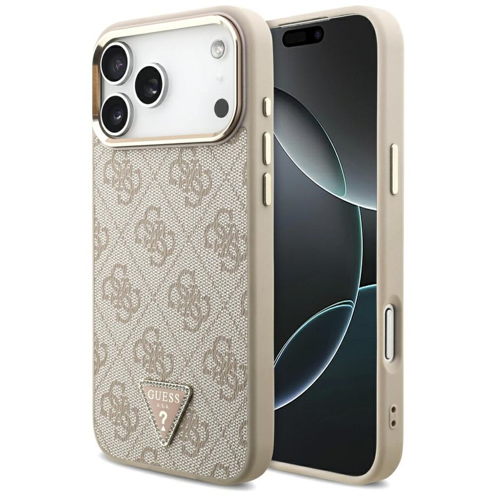 Guess 4G Triangle Logo MagSafe -kuori iPhone 17 Pro Max/18 Pro Max:lle - Ruusu kultaa