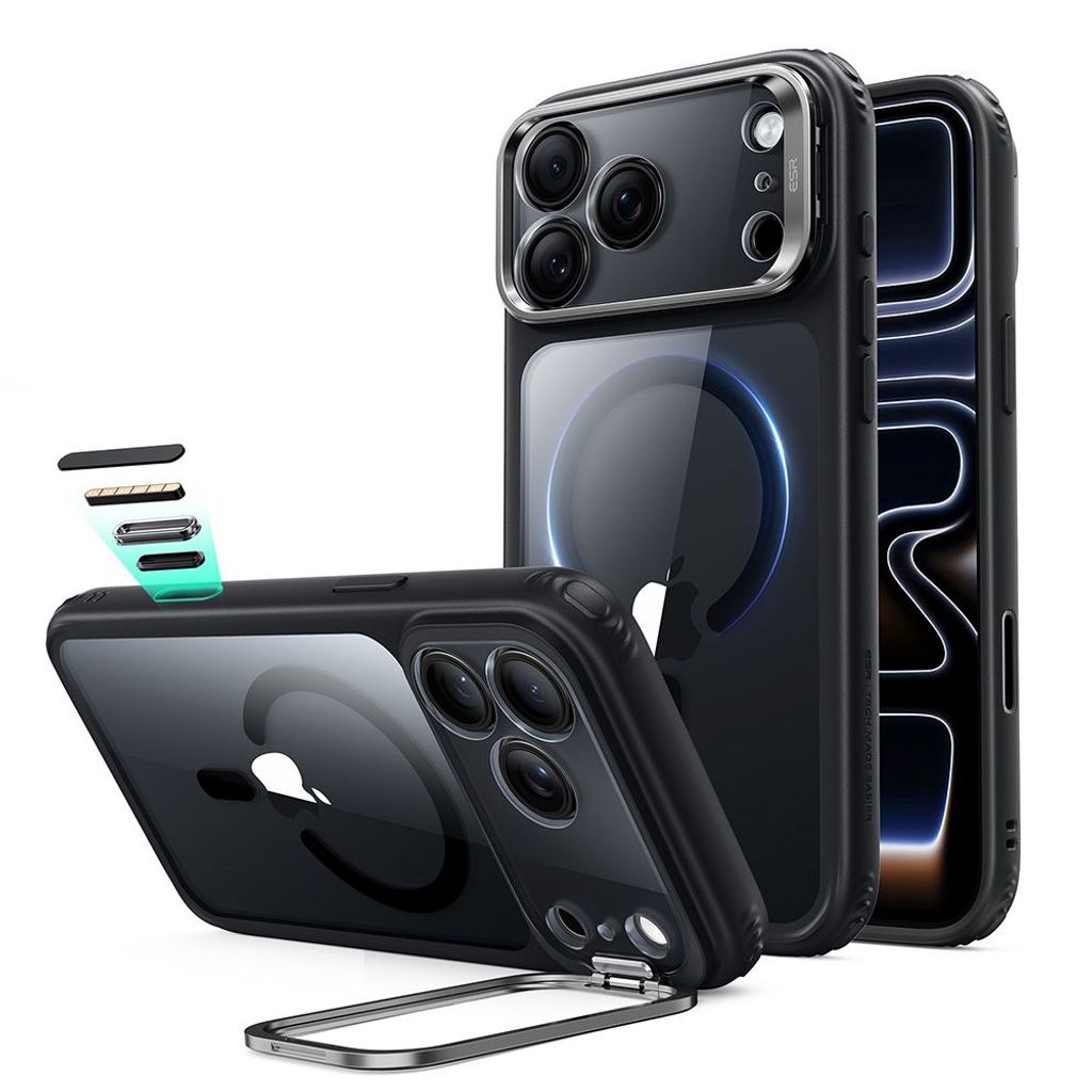 ESR Classic Hybrid Kickstand MagSafe -kuori till iPhone 18 Pro/17 Pro - Musta