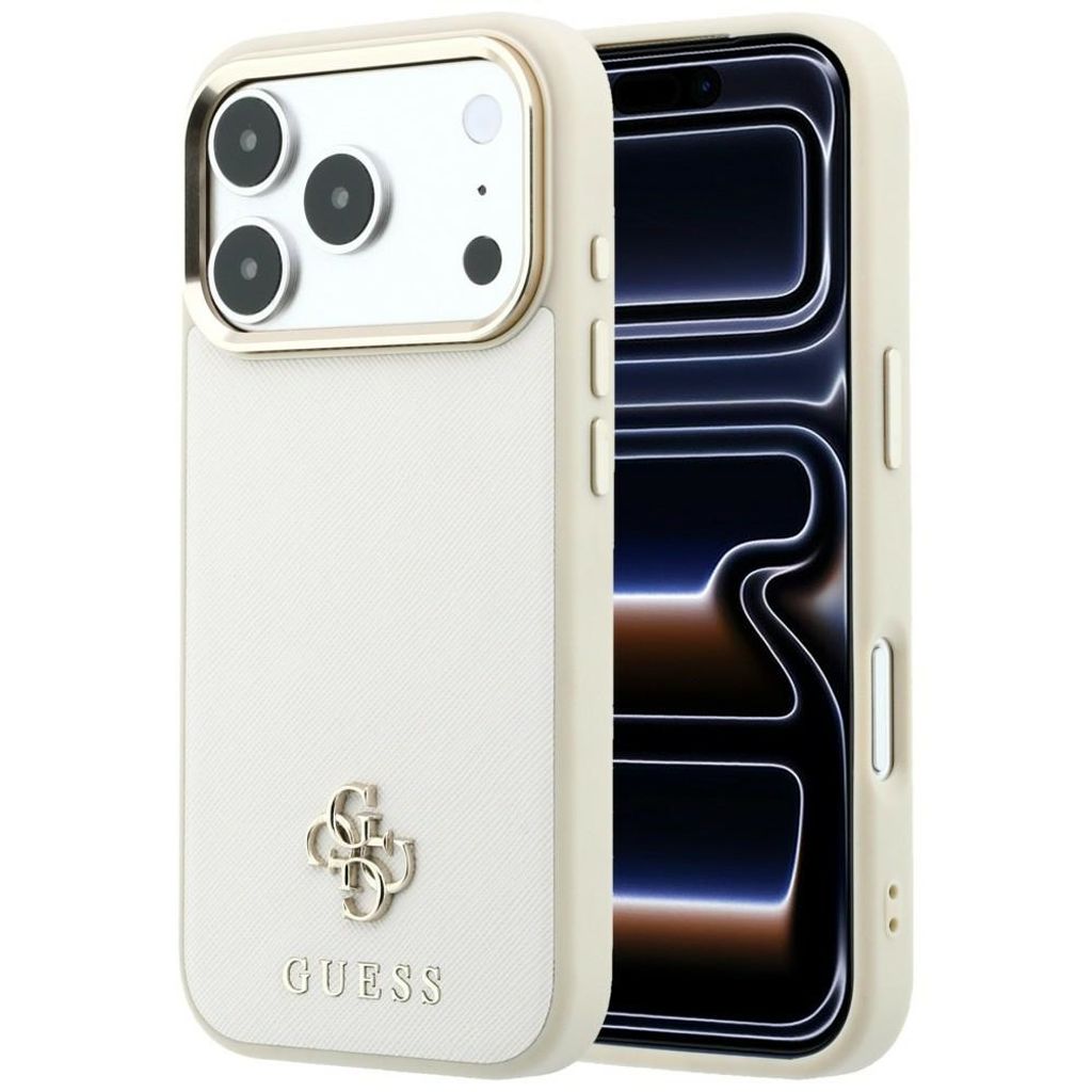 Guess Saffiano Small 4G Logo MagSafe -kuori iPhone 17 Pro Max/18 Pro Max:lle - Beige