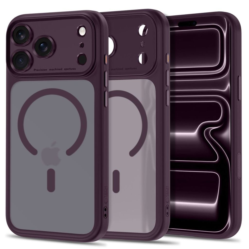 Tech-Protect MagPeak MagSafe CC -kuori iPhone 18 Pro Max/17 Pro Max - Dark Cherry
