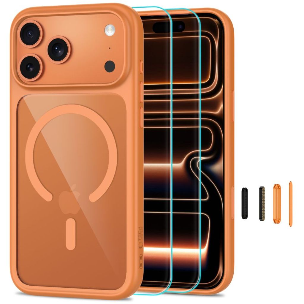Tech-Protect MagOne CC MagSafe -kuori + 2x Näytönsuojalla iPhone 18 Pro Max/17 Pro Max - Oranssi