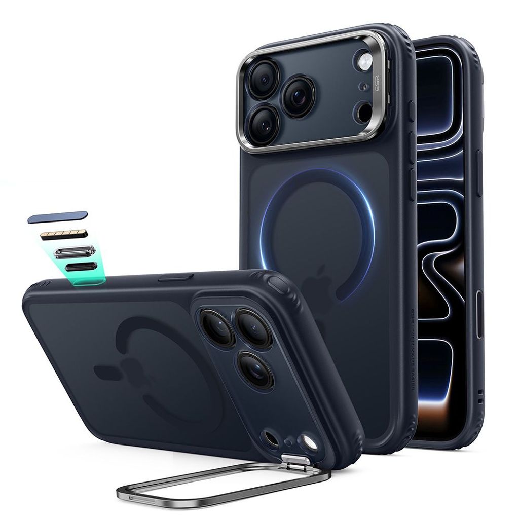 ESR Classic Hybrid Kickstand MagSafe -kuori till iPhone 18 Pro/17 Pro - Sininen