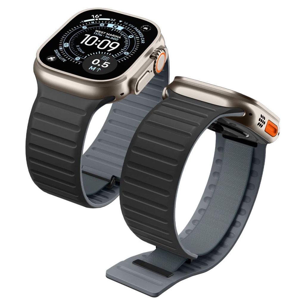 Spigen Athlex Air M Kellonranneke Apple Watch 44/45/46/49mm - Musta/Harmaa