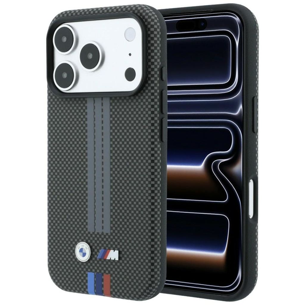 BMW M Quadrille Kevlar Tricolor Lines MagSafe -kuori till iPhone 18 Pro/17 Pro - Harmaa