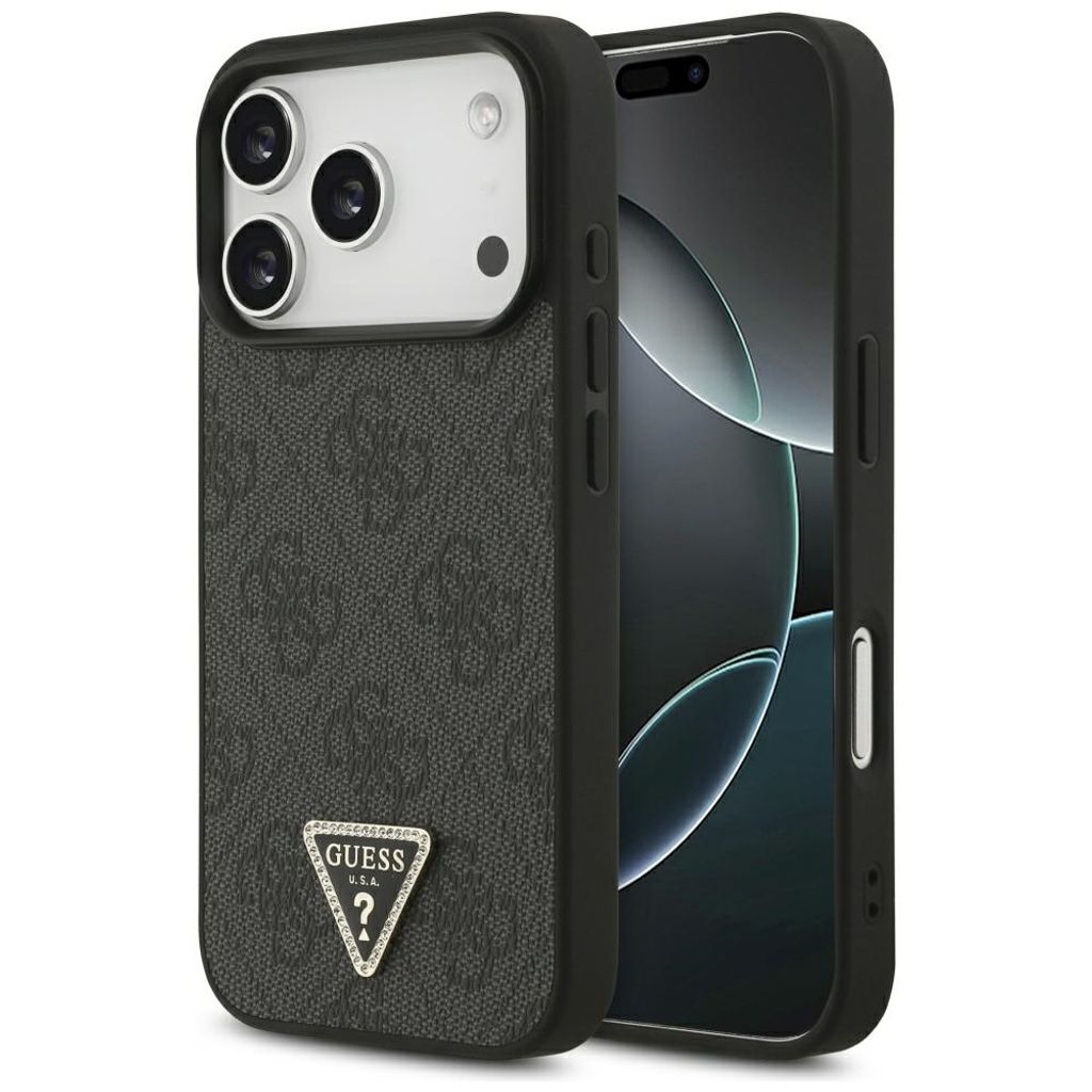 Guess 4G Triangle Strass MagSafe -kuori till iPhone 18 Pro/17 Pro - Musta