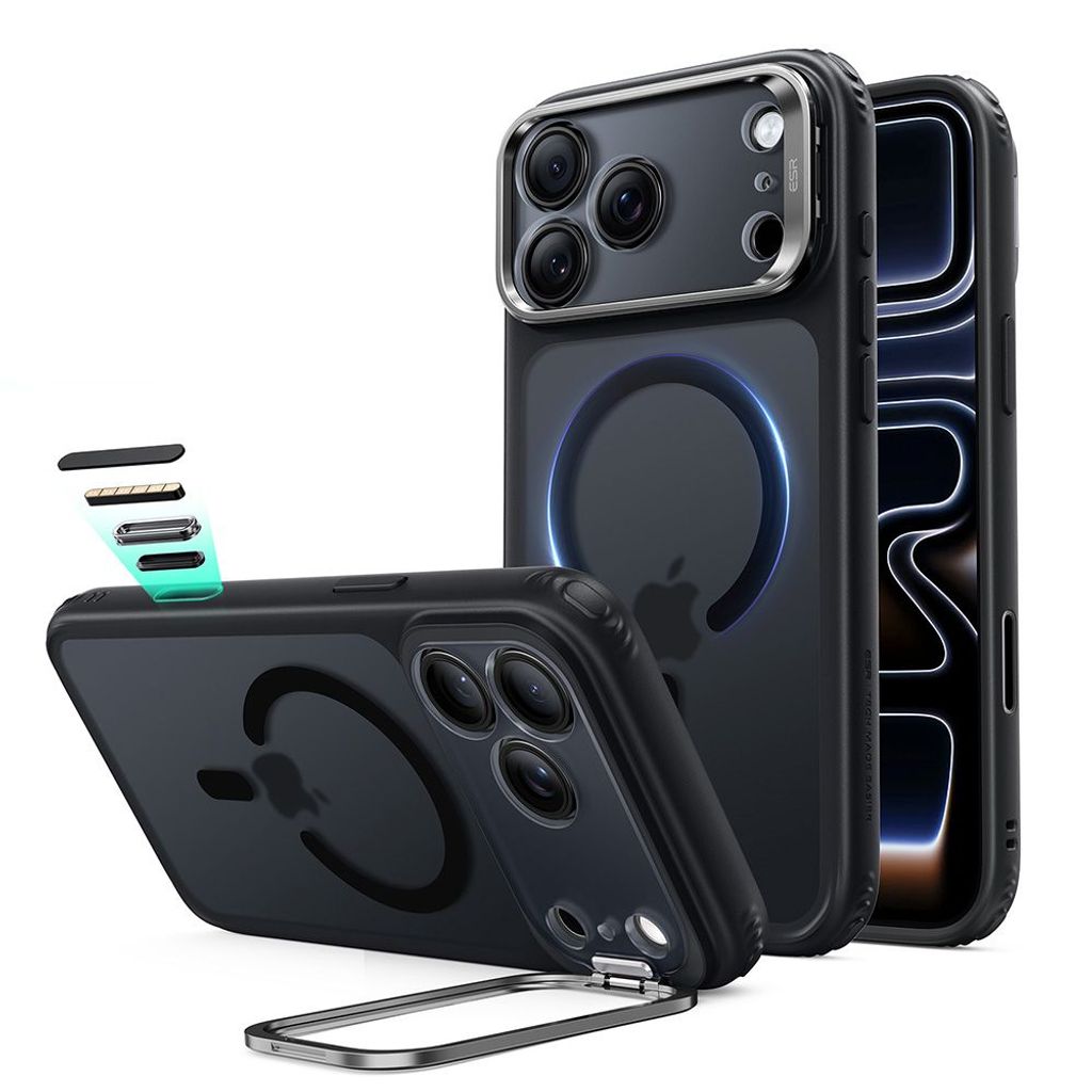 ESR Classic Hybrid Kickstand MagSafe -kuori till iPhone 18 Pro Max/17 Pro Max - Musta