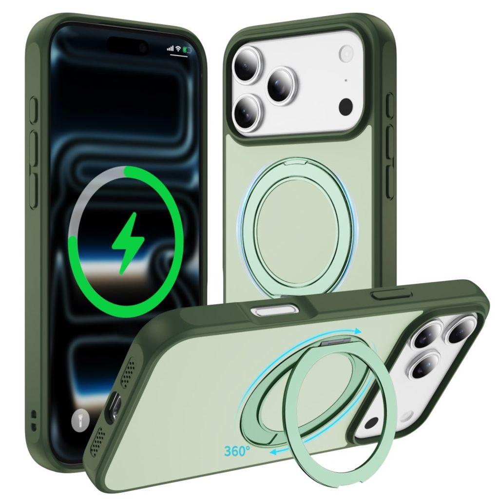 iPhone 18 Pro Max/17 Pro Max MagSafe Skal med ringstativ - Grön