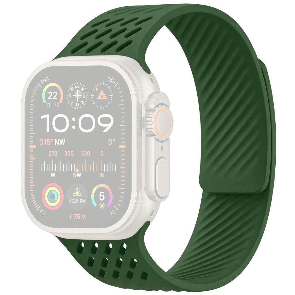 Apple Watch 49 / 46 / 44 / 42mm Silikoninen kellonranneke - Armeijan vihreä