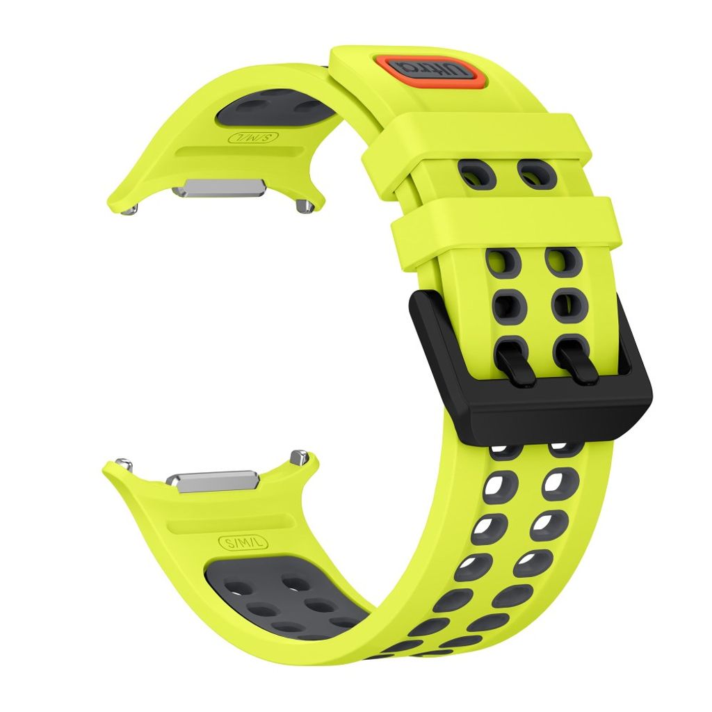 Samsung Galaxy Watch Ultra/Ultra2 Tofarget silikon klokkerem med dobbel spenne - Lime/Grå