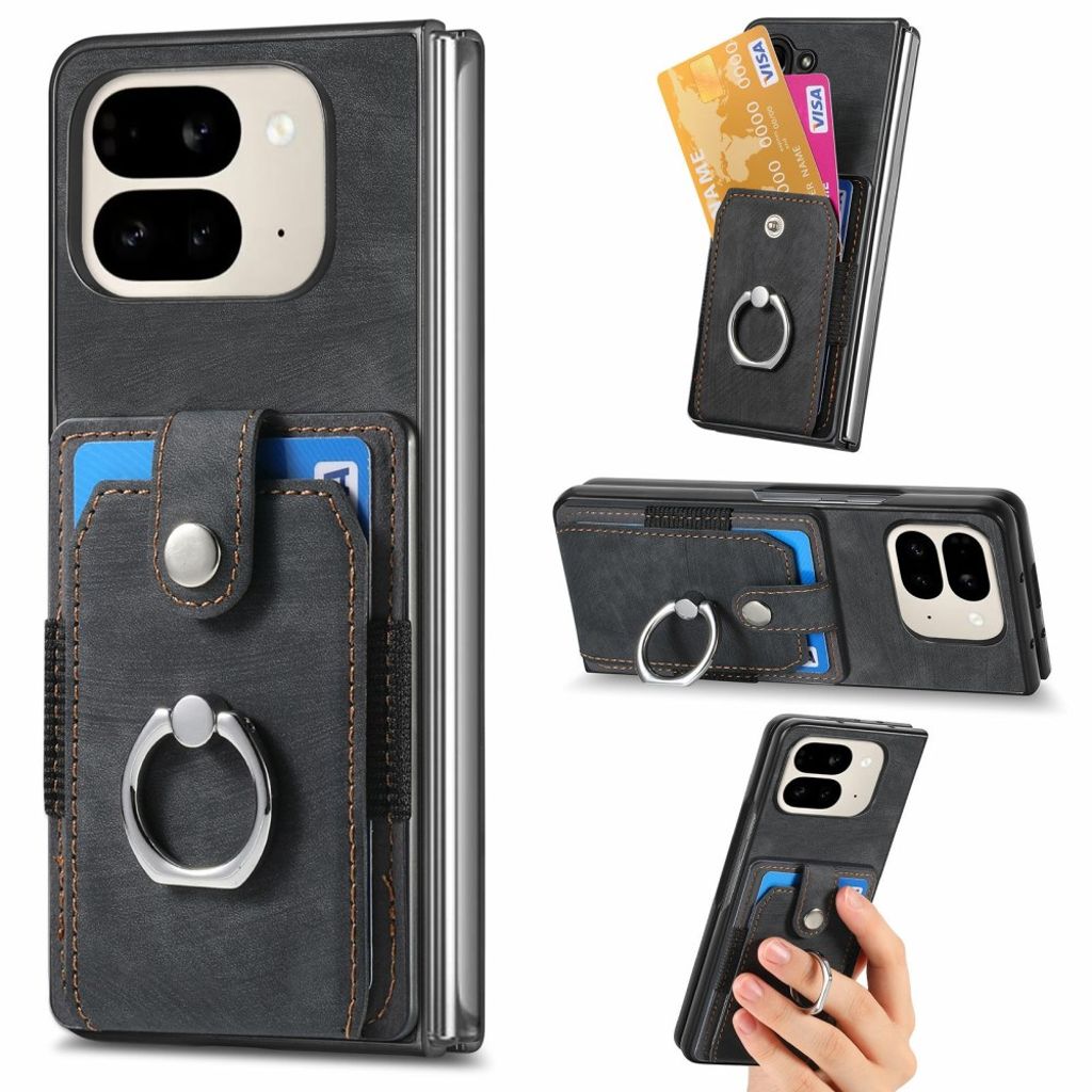 Google Pixel 9 Pro Fold 5G Cover med stativ og kortplads – Sort