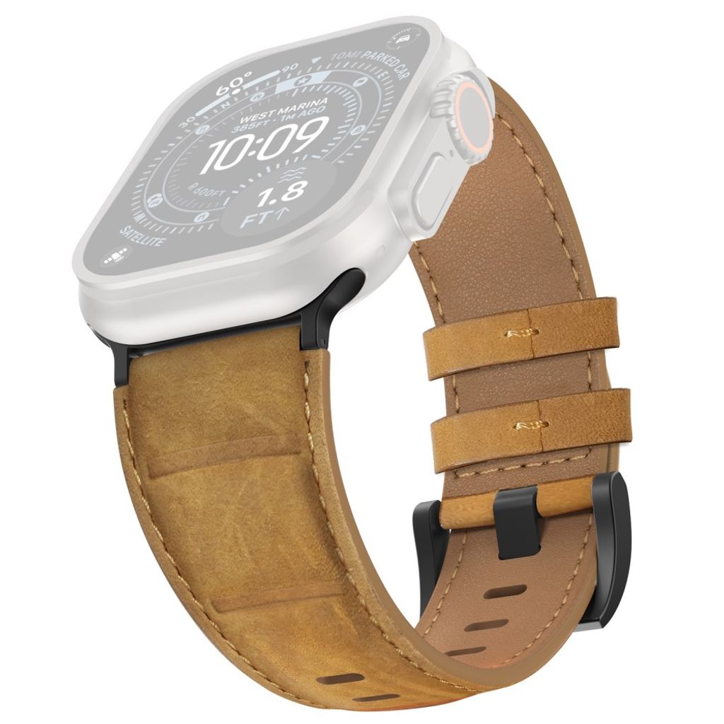AHASTYLE DD12 Apple Watch 49 / 46 / 44 / 42mm Klockarmband i Läder - Mörkbrun