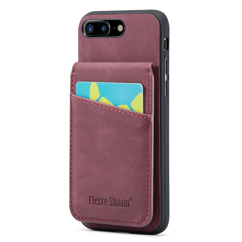 FIERRE SHANN iPhone 7 Plus / 8 Plus Cover med Kortplads - Rød