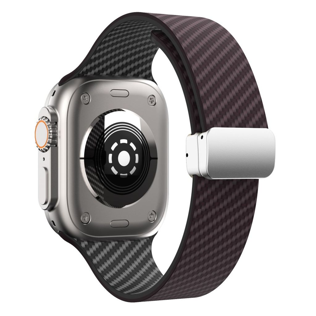 Apple Watch 42 / 41/ 40 / 38mm Klockarmband kolfibertextur - Mörkbrun/Svart