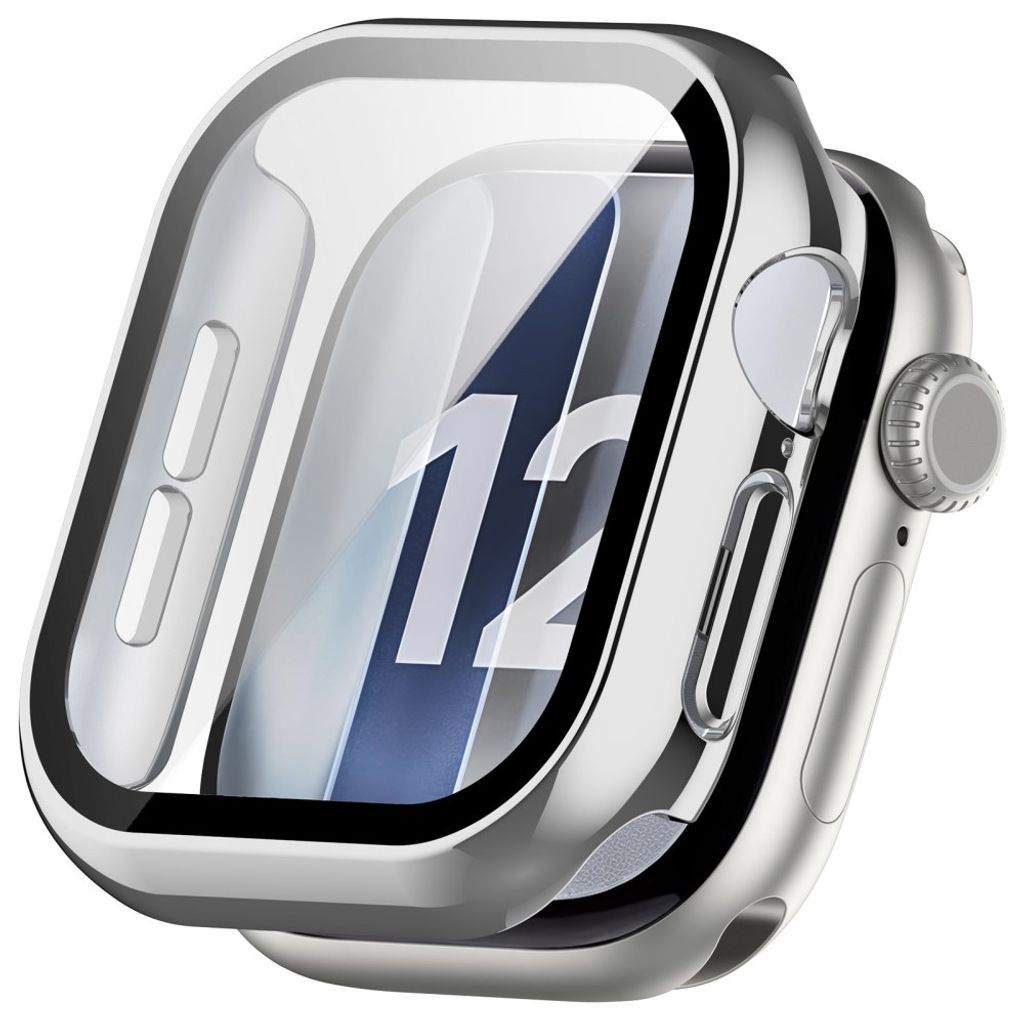 Apple Watch 12 42mm Skal med skärmskydd i härdat glas - Silver