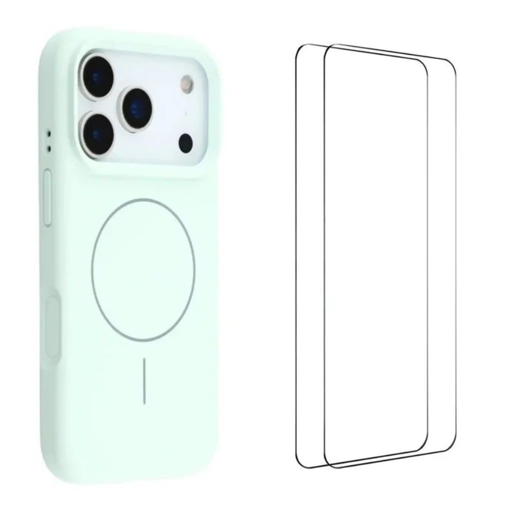 iPhone 18 Pro Max MagSafe-yhteensopiva kuori kahdella näytönsuojalla - vihreä