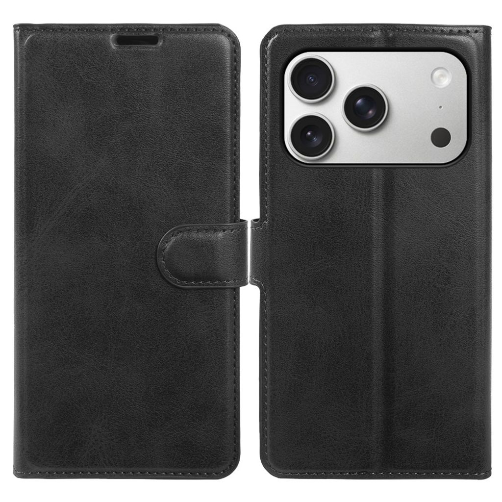 iPhone 18 Pro/17 Pro Plånboksfodral med Stativ PU-läder – Svart