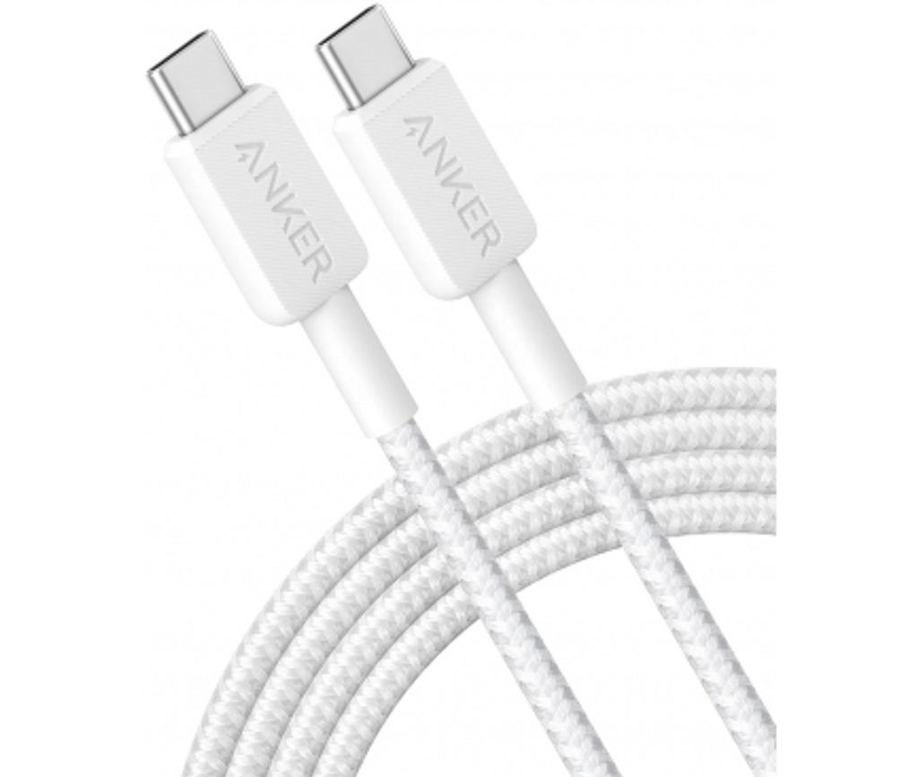 Anker 322 USB-C - USB-C -latauskaapeli 60W, 1.8m - Valkoinen