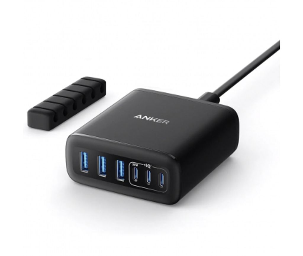 Anker Bordoplader 112W 3x USB-C/3x USB-A – Sort