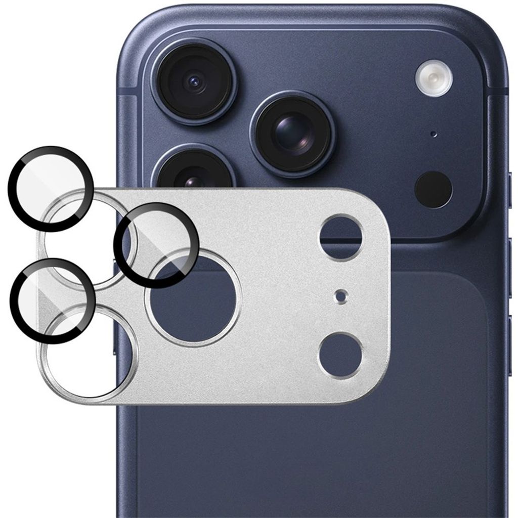 IMAK iPhone 18 Pro -linssinsuoja karkaistusta lasista/metallista - hopea