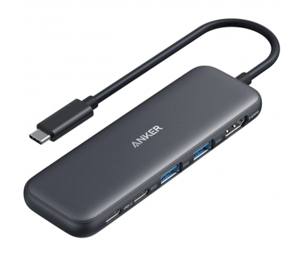 Anker 332 USB-C-keskitin 2x USB-A / 2x USB-C / 1x HDMI - Harmaa