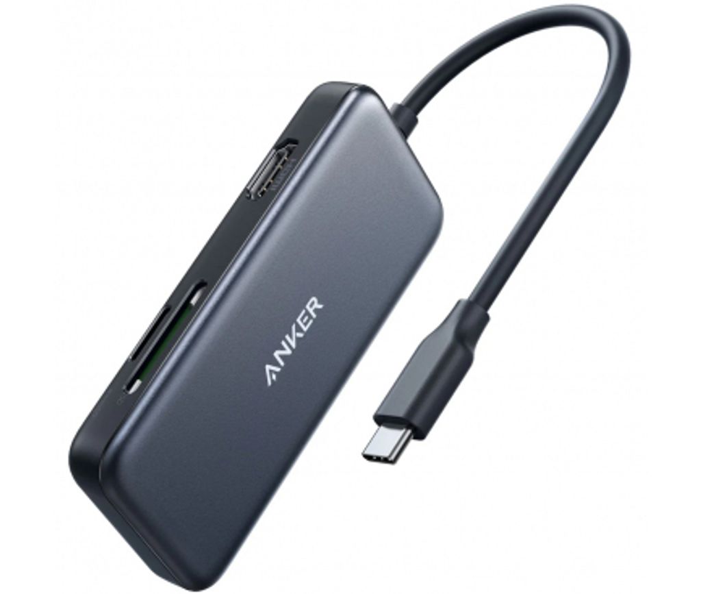 Anker USB-C-keskitin 5-in-1 2x USB/A 3.0 / 1x HDMI / 1x SD / 1x microSD - Musta