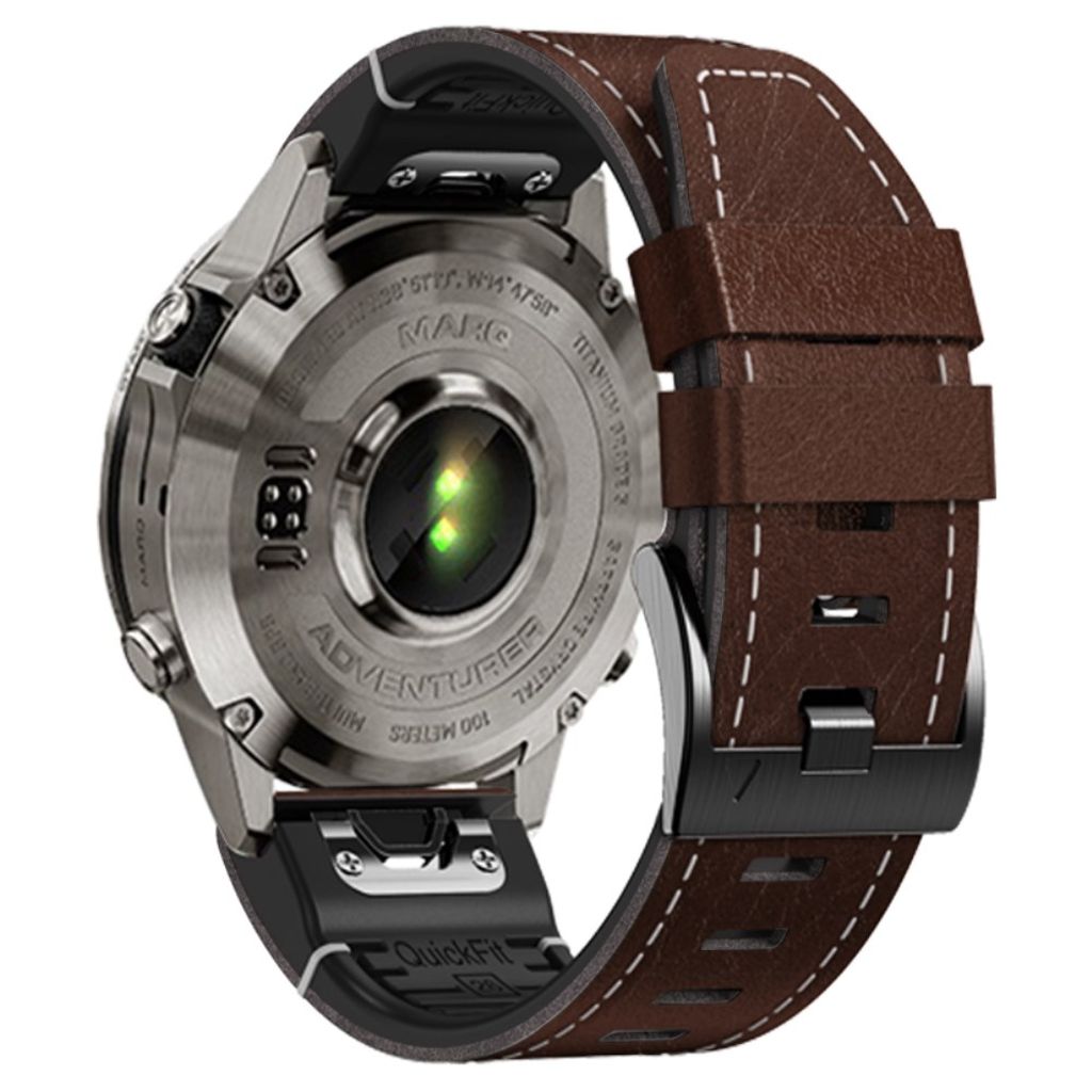 Garmin Fenix 7 etc. Klockarmband i PU-läder - Brun