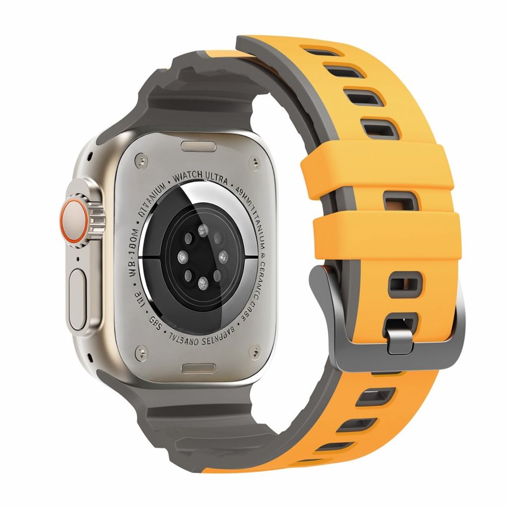Apple Watch 49/46/44/42mm Tvåfärgat Klockarmband Silikon - Gul/Grå