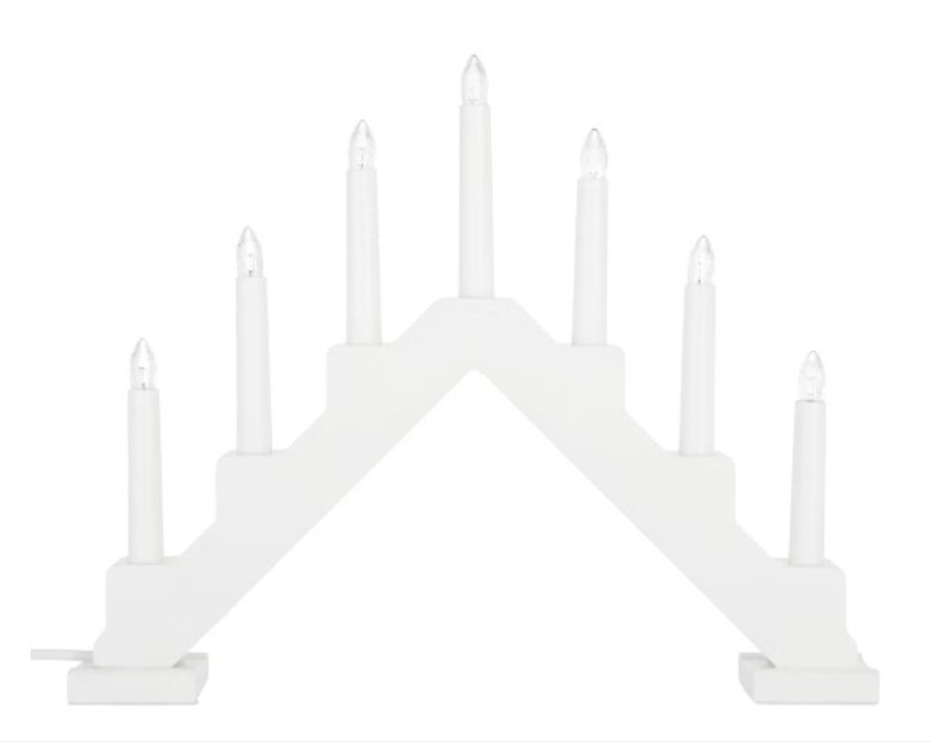 Northlight Anna Houten Adventskandelaar Wit 7 Lichtjes 38x31cm