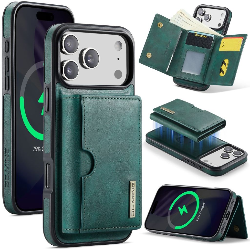 DG.MING iPhone 18 Pro/17 Pro Deksel med Magnetisk Lommebok - Grønn