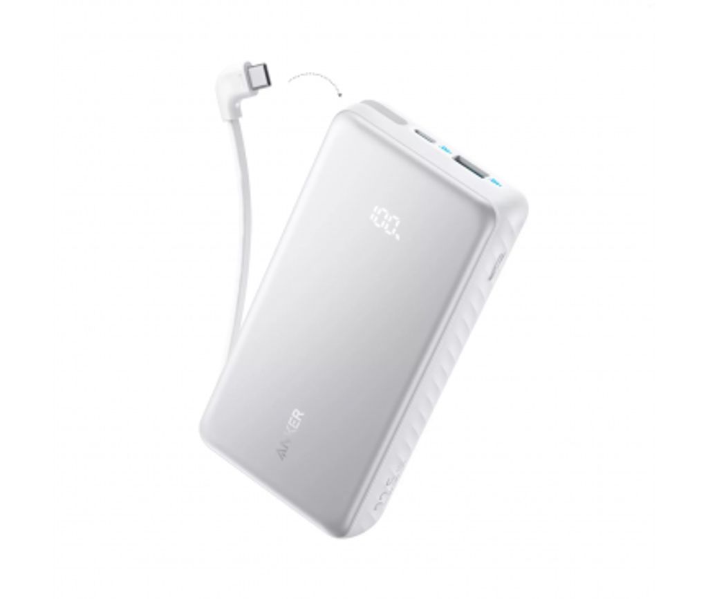 Anker Zolo Powerbank 20000mAh 22.5W QC+PD med USB-C-kabel – Vit