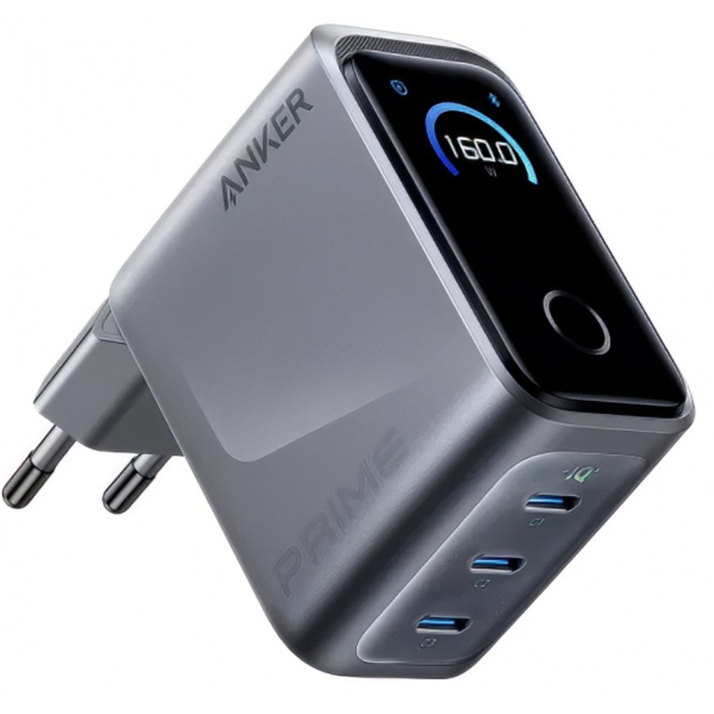 Anker Prime Väggladdare 160W 3xUSB-C – Grå | Laddare - Universalladdare | Batteritema