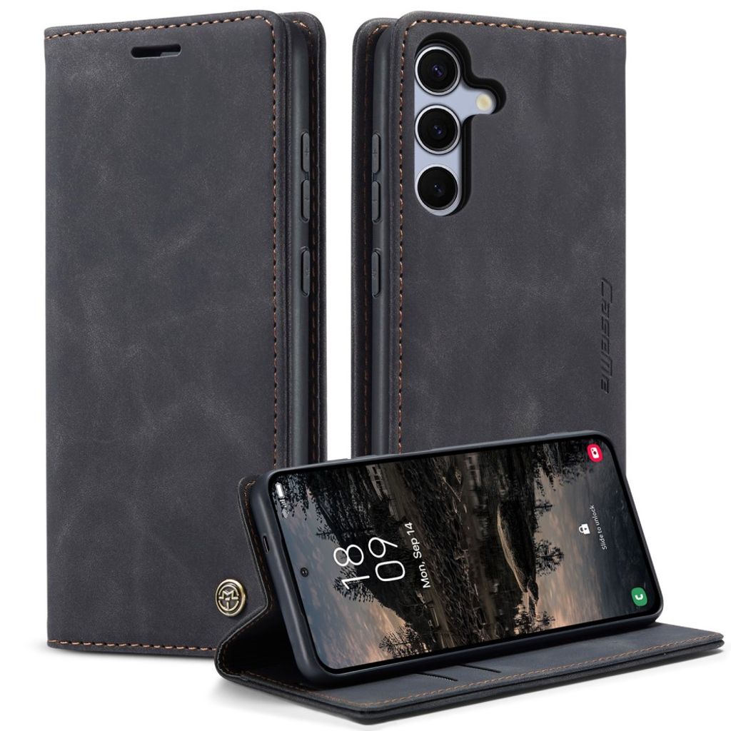 CASEME Samsung Galaxy S25 FE Plånboksfodral med Kortfack - Svart