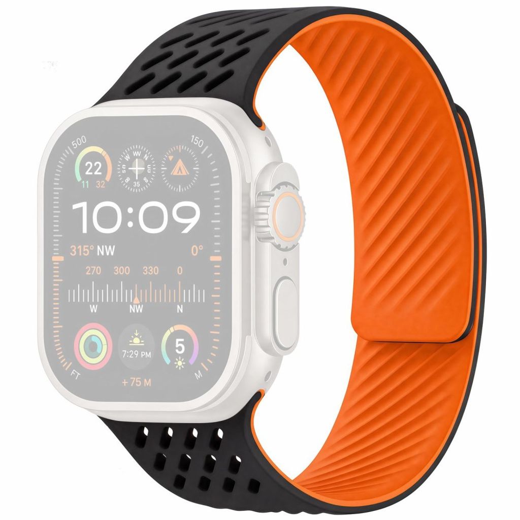 Apple Watch 42 / 41/ 40 / 38mm Klockarmband i Silikon - Svart/Orange