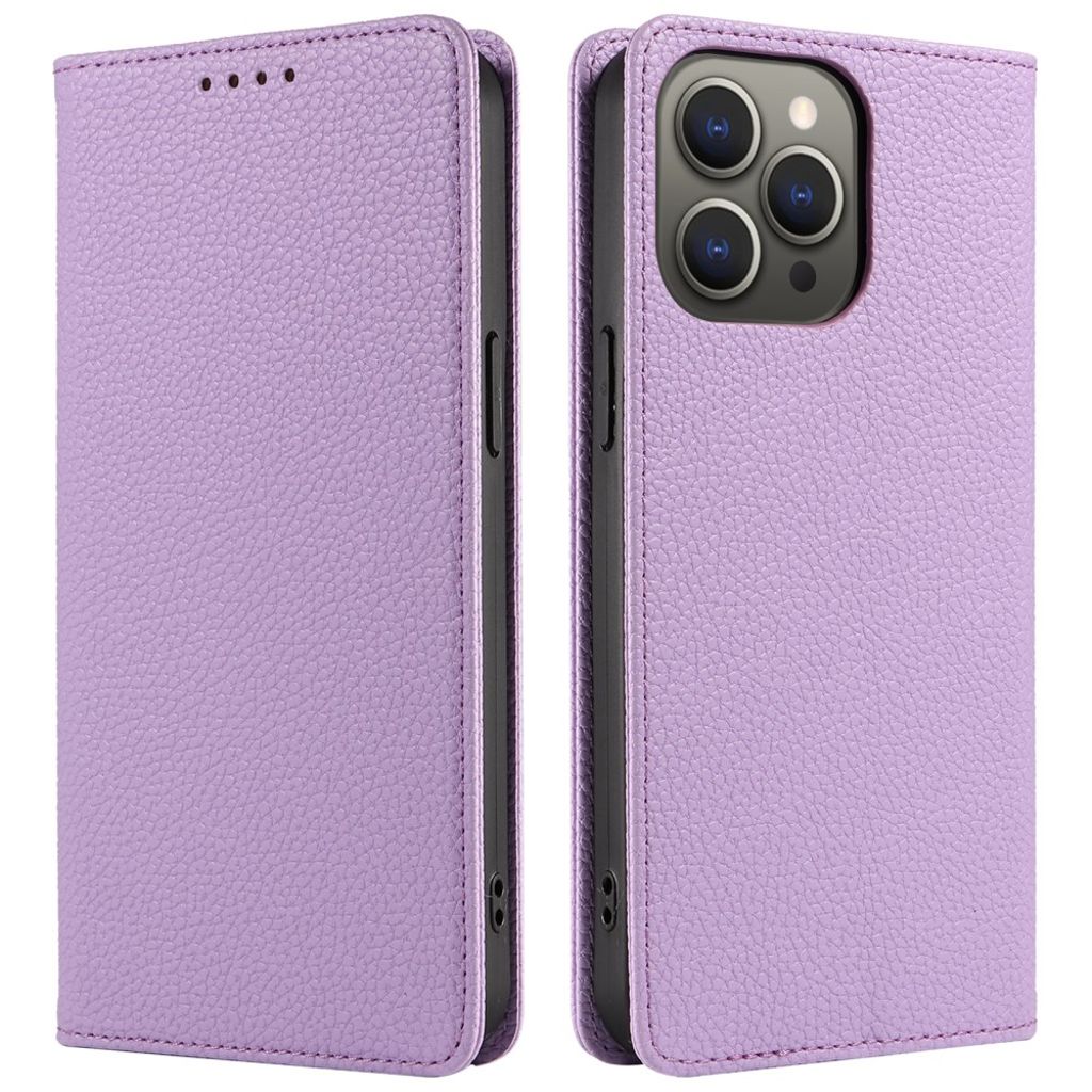 iPhone 14 Pro Max Wallet Cover RFID Blocking Magnetic - Purple
